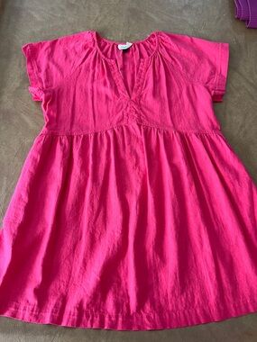Universal Thread Hot Pink V-Neck Tie-Detail Cotton Dress